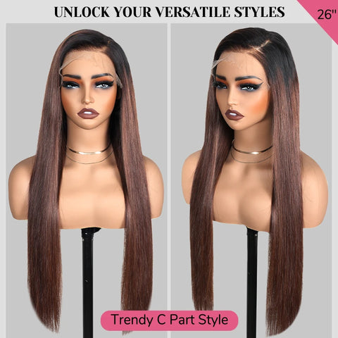 7x6 Chestnut Brown Highlights PartingMax Glueless Wig Straight Body Wave Water Wave Burmese Curly Closure HD Lace Long Curly Wig