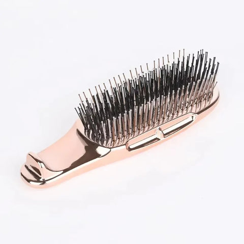 Japanese Premium Head Massager Scalp Brush Hair Massager Shampoo Brush Wet Plastic Detangling Brush Hair Cleaning Comb Rose Gold