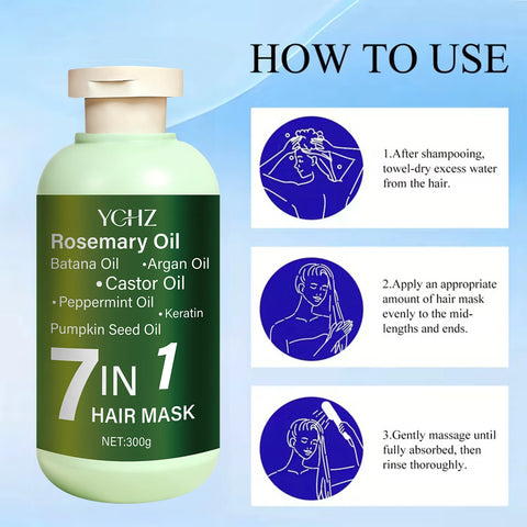7-in-1 Deep Hair Mask, Prevents Breakage, Nourishes and Softens Dry Hair, Ingredients Include Argan Oil and Biotin Keratin - 300g