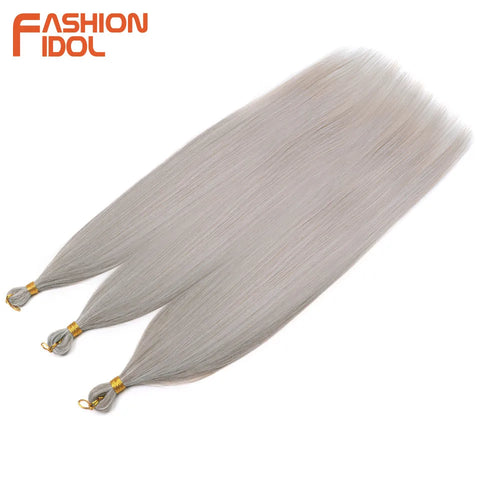 28 Inch 3PCS 300g Yaki Straight Pony Hair Bundles Crochet Braids Hair Synthetic Braiding Hair Ombre Brown Crochet Hair Extension