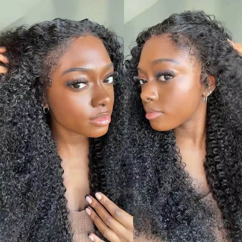 4C Edges Afro Wig Kinky Curly 13x6 HD Lace Frontal Wig 100% Curly Glueless Wig Human Hair 250%13x4 HD Lace Front Human Hair Wigs