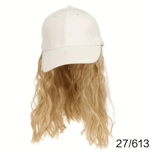 Hat Wig for Women Short Wave Baseball Cap Wig with Curly Synthetic Hair Extensions  Adjustable Brown Black Baseball Hat Wig