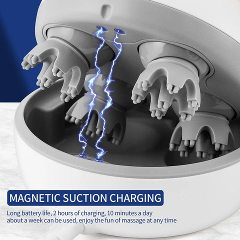 Waterproof Electric Head Massager Scalp Massage Comb Hair Cleaning Brush Body Deep Tissue Kneading Vibration Roller Scratcher