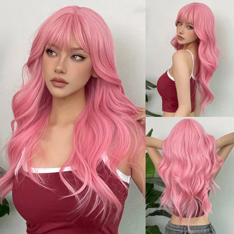 HENRY MARGU Red Synthetic Wigs Long Body Wavy Wig Natural Hairline Daily Red Hair Heat Resistant Fiber Smooth Party Cosplay Wig