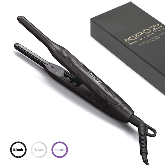 KIPOZI Titanium MINI Hair Straightener Short Hair Pixue Cut Titanium Dual Voltage Flat Hair Iron Thin Pencil Beard Straightener