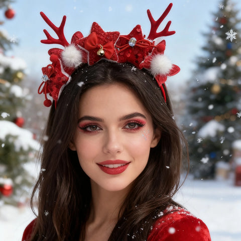 Christmas Antler Bowknot Headband Women Party Decoration Christmas Headwear Girls New Hair Hoops Fashion Hair Accessories