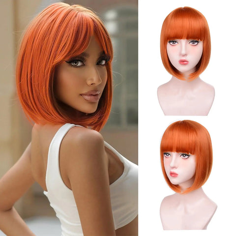Short, light purple bob hairstyle synthetic wig for Halloween party cosplay wig, daily high-temperature hair accessory wig set