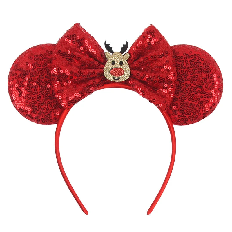 2024 New Christmas Mickey Minnie Mouse Headband Women Disney Ear Hairband Kids Xmas Party Hair Accessories Hot Festival Cosplay