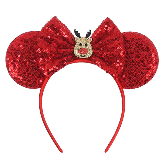 2024 New Christmas Mickey Minnie Mouse Headband Women Disney Ear Hairband Kids Xmas Party Hair Accessories Hot Festival Cosplay