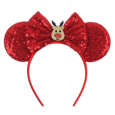 2024 New Christmas Mickey Minnie Mouse Headband Women Disney Ear Hairband Kids Xmas Party Hair Accessories Hot Festival Cosplay