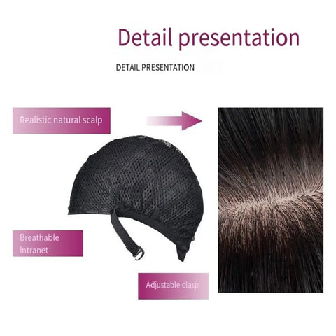 Brown synthetic wig - men's shoulder-length medium-length wavy hair fashionable high-temperature hairpiece