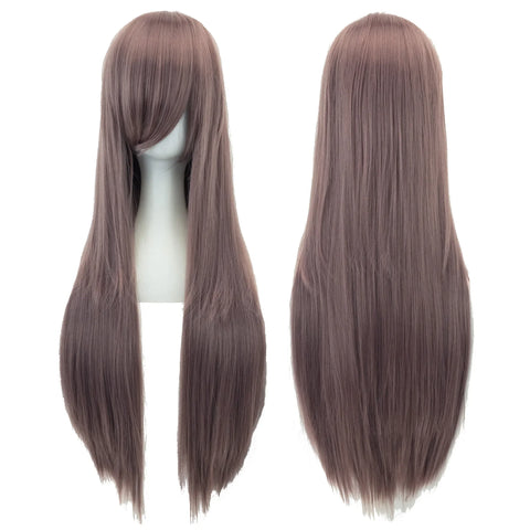 Soowee Long Synthetic Hair White Purple Cosplay Wigs Party Black Hair Straight Wig Hairpiece for Women