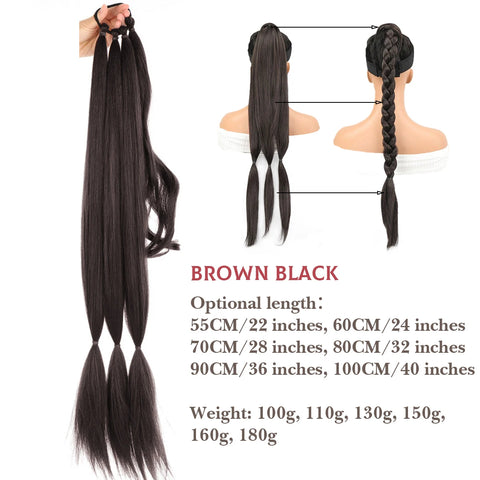 22-40 inch synthetic braided braided ponytail wig woman elastic rubber band fake ponytail hair extension wrapped around ponytail