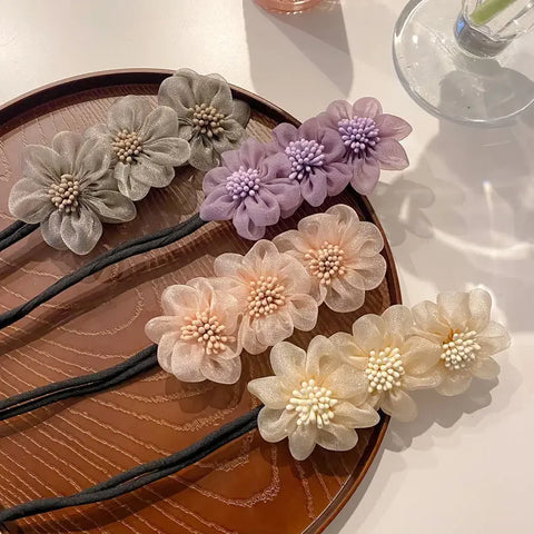 Chiffon Flower Hair Clip Magic Bun Curler Hair Styling Twist Maker Tool Dount Twist Hair Accessories Women Girl Hair Braide Tool