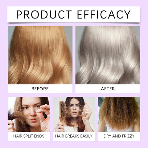 Violet Toning Hair Mask Deep Conditioning Purple Hair Mask Color Care Neutralize Brassiness Smooth & Shine Repair Damaged Hair