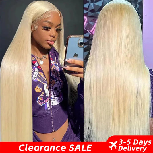 Blonde 613 13x6 Lace Frontal Wigs HD 613 Lace Front Human Hair Wigs For Women 40 Inch Long Straight Human Hair Wigs Can Be Dyed