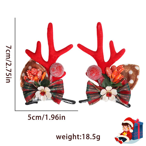 Christmas New Forest Bow Flower Pearl Antlers Hair Clip Holiday Party Dress Up Cute Hairpin Christmas Party Small Gifts Holiday