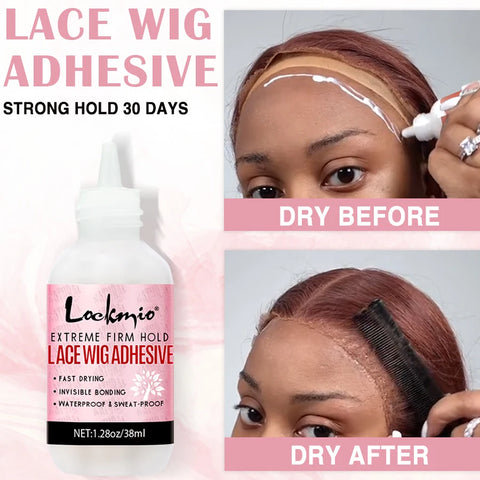 LOCKMIO Melting Spray Waterproof Lace Glue Adhesive Glue Remover & Brush Head Band Wig Installation Kit for Lace Wigs for Women