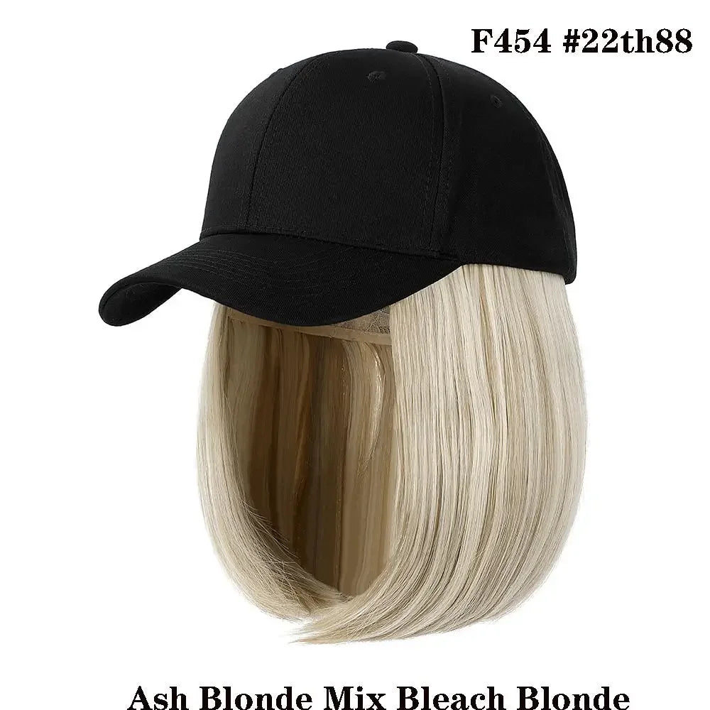 Cap Synthetic Wig Hair Extensions Hair Wigs For Women Short Straight Bob  Adjustable Hip Hop Baseball Cap economic Vertical wigs