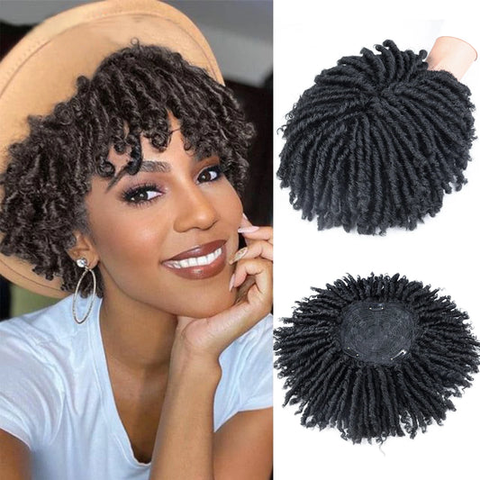 Synthetic Dreadlock Hair Toppers Wig with Clips in Faux Locs Braided Half Wigs Short Locks Hair Toupee for Women and Men