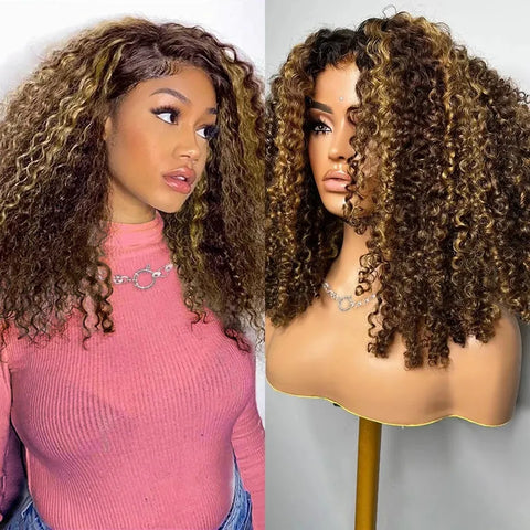 Highlight Ombre Bob Wig Human Hair 100% 5X5 Hd Lace Closure Wig Curly Short Honey Blonde Colored Glueless Deep Wave Frontal Wigs