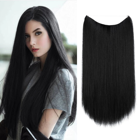 SARLA Synthetic No Clip Hair Extension Ombre Natural Fake False Long Straight Hairpiece Blonde Hair For Women