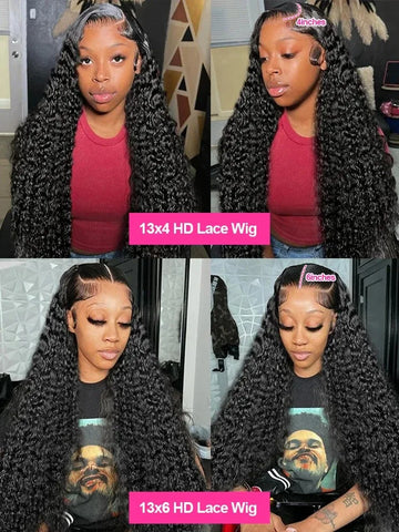250 300 Density Curly 13x6 HD Lace Frontal Human Hair Wigs Brazilian 30 40 Inch Water Deep Wave 13x4 Lace Front Wig For Women