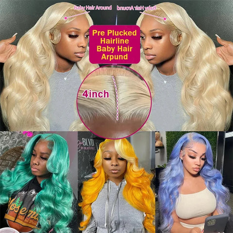Blonde 613 Hd Lace Frontal Wig 13x6 Human Hair Wig Body Wave 13x4 Transparent Lace Front Wig Pre Plucked For Women 200 Density