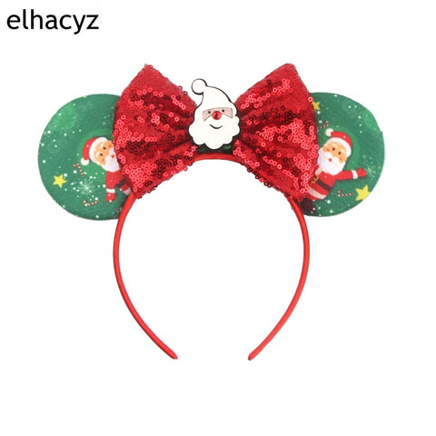 2024 New Christmas Mickey Minnie Mouse Headband Women Disney Ear Hairband Kids Xmas Party Hair Accessories Hot Festival Cosplay