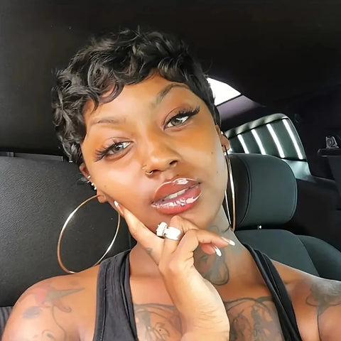 Lolely Dream Curly Pixie Cut Wig Short Bob Wig for Black Women 100% Human Hair Wig Full Machine Made Daily High Quality Wigs