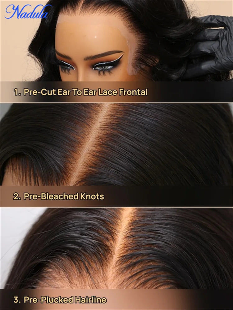 Nadula Drawstring Yaki Straight Glueless Wig Human Hair 7x5 Bye Bye Knots Gueless Wig Human Hair Ready to Wear