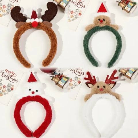 Winter Holiday Headbands,Cute Christmas Antler Hairbands for Women Girl Party Holiday Favors Photos Booth Hair Accessories