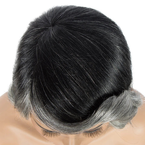 Lekker Highlight Silver Grey Short Wavy Bob 100% Human Hair Wigs For Women Brazilian Remy Hair Salt Pepper Full Machine Made