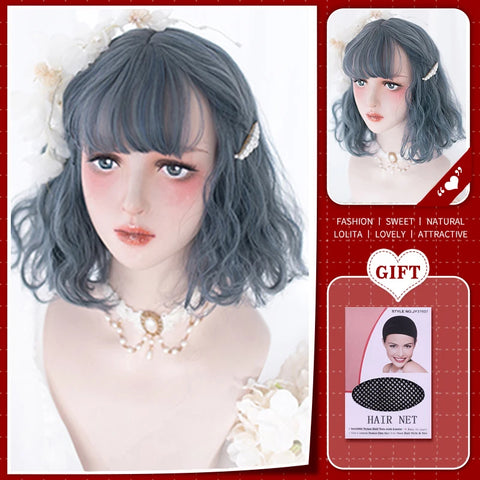 WTB Synthetic Long Straight Hair Black Lolita Wigs with Bangs for Women Fashion Female Cosplay Party Christmas Wigs Multicolor