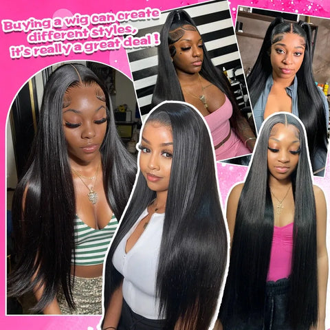 100% Human Hair Wigs Bone Straight 13x4 13x6 HD Lace Front Wig 5x5 Glueless Lace Frontal Wigs Pre Plucked For Women 30 34 Inch