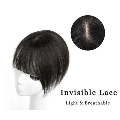 Real Human Hair Toppers for Women Daily 360° Bangs 3D Hair Pieces with Thinning Hair Bangs20, 25, 30, 35cm