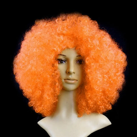 Unisex Adult Various Coloured Rainbow Circus Curly Black Afro Curly Wig Adult Fancy Dress Disco