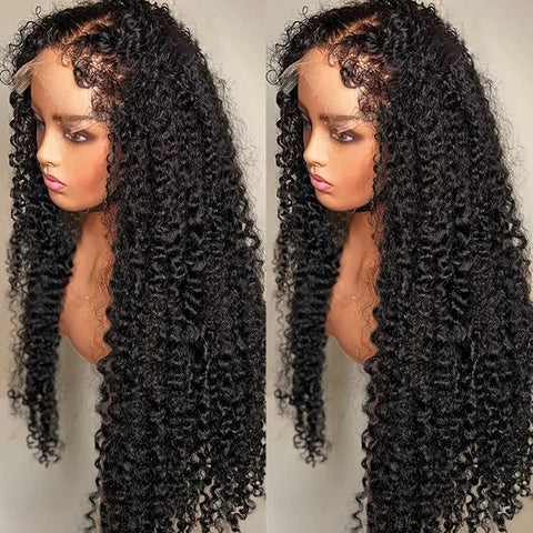 Kinky Curly 4C Edges Curly Baby Hair Lace Wigs Human Hair 13x6 HD Lace Frontal Wig Afro Curly 13x4 Lace Front Human Hair Wigs