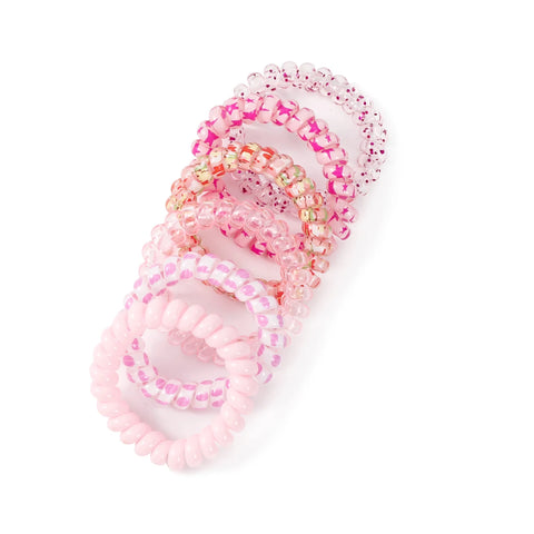 AWAYTR 6pcs Cute and Colorful Spiral Hair Ties Resin Jelly Coil Hair Rings for Women and Girls Ponytail Holders Hair Accessories