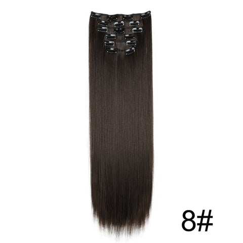 WIGSIN Synthetic 6pcs/set Long Straight Clip-in Hair Extension Invisible Seamless Extension Black Brown Hairpiece for Women