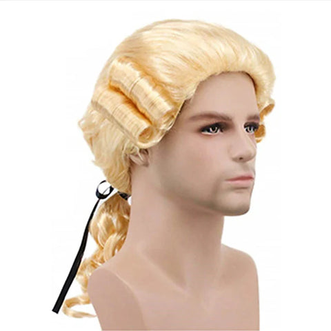 HAIRJOY Synthetic Hair Colonial Cosplay Wig for Lawyer Grey Wigs Long Curly Wavy Wigs for Men