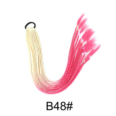 Synthetic 24Inch Y2K Rainbow Horsetail Wig Long Boxing Braid Hair Ponytail Extension High Temperature Fiber Hairpiece for Women