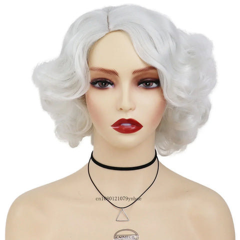 Synthetic Blue Short Big Curly Wigs for Women Girls Layered Wavy Bob Wig Cosplay Carnival Party Costume Halloween Lolita Wigs