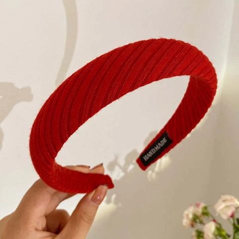 New Vintage Red Womens Headband Woolen Velvet Hair Band Headwear Girl Side Sponge Hair Hoop Christmas Day Hair Accessories