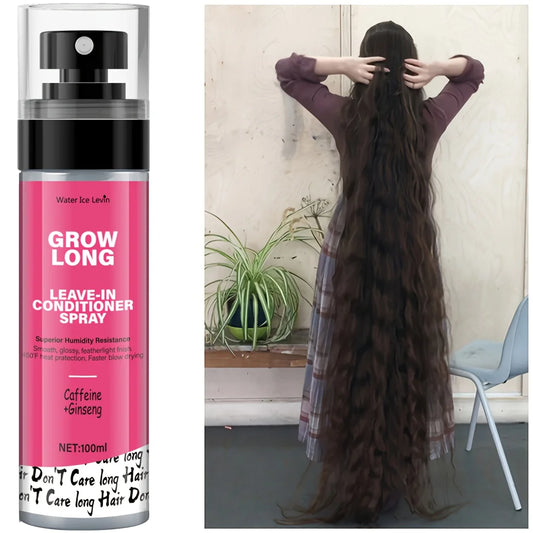 Leave-In Conditioner Spray and Softener, Long Biotin - Anti-Frizz Deep Conditioner for Split Ends and Fracture - Vitamin E, Caffeine and Ginseng, Suitable for Curly Hair, Dry and Damaged Hair