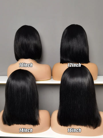 Brazilian Straight Human Hair Wigs Short Bob Wig Cheap Transparent Lace Closure Wigs For Women Human Hair PrePlucked Hairline
