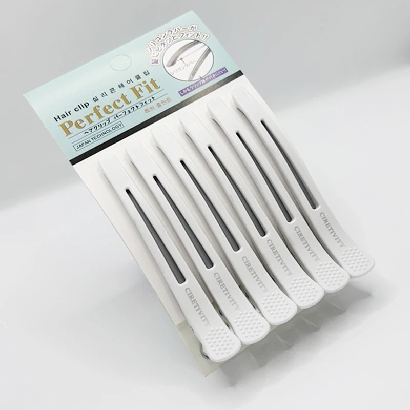 6Pcs Professional Hair Clips for Styling Sectioning Anti-Slip No-Trace Duck Billed Hair Clips with Silicone Band Salon and Home