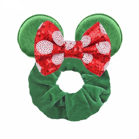 Disney Christmas Day Scrunchies Haarband Vrouwen Elastische Paardenstaart Houder Meisjes Pailletten Strik Kids Haaraccessoires
