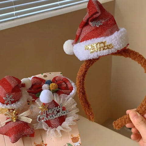 Christmas Hairpin Cute Christmas Hair Accessories Female Plush Bow Autumn And Winter Wash Christmas Hairband Jewelry