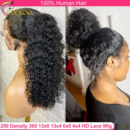 250 Density Deep Wave 360 Full Hd Lace Front Human Hair Wig Pre Plucked Water Wave 13X6 Lace Frontal Wig Glueless Wig Human Hair